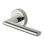 M Marcus Heritage Brass Door Handle Lever Latch on Round Rose Admiralty Design