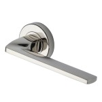 M Marcus Heritage Brass Door Handle Lever Latch on Round Rose Metro Angled Design