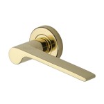 M Marcus Heritage Brass Door Handle Lever Latch on Round Rose Julia Design