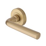 M Marcus Heritage Brass Door Handle Lever Latch on Round Rose Octave Design