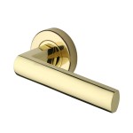 M Marcus Heritage Brass Door Handle Lever Latch on Round Rose Poseidon Design