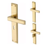 M Marcus Heritage Brass Atlantis Long Door Handle on Plate Polished Brass