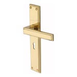 M Marcus Heritage Brass Atlantis Long Door Handle on Plate Polished Brass