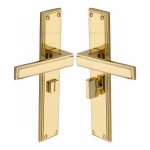 M Marcus Heritage Brass Atlantis Long Door Handle on Plate Polished Brass