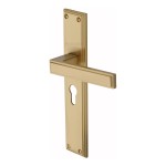 M Marcus Heritage Brass Atlantis Long Door Handle on Plate Satin Brass