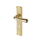 M Marcus Heritage Brass Charlbury Reeded Door Handle on Plate Polished Brass