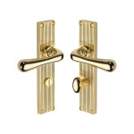 M Marcus Heritage Brass Charlbury Reeded Door Handle on Plate Polished Brass