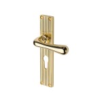 M Marcus Heritage Brass Charlbury Reeded Door Handle on Plate Polished Brass