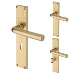 M Marcus Heritage Brass Octave Reeded Door Handle on Plate Satin Brass