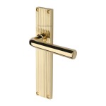 M Marcus Heritage Brass Octave Reeded Door Handle on Plate Polished Brass