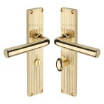 M Marcus Heritage Brass Octave Reeded Door Handle on Plate Polished Brass