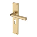 M Marcus Heritage Brass Octave Reeded Door Handle on Plate Satin Brass