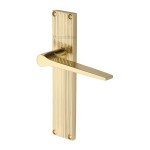 M Marcus Heritage Brass Gio Reeded Door Handle on Plate Polished Brass