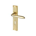 M Marcus Heritage Brass Sutton Reeded Door Handle on Plate Polished Brass