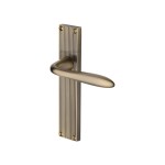 M Marcus Heritage Brass Sutton Reeded Door Handle on Plate Antique Brass