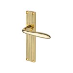 M Marcus Heritage Brass Sutton Reeded Door Handle on Plate Polished Brass