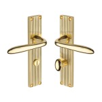 M Marcus Heritage Brass Sutton Reeded Door Handle on Plate Polished Brass