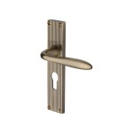 M Marcus Heritage Brass Sutton Reeded Door Handle on Plate Antique Brass