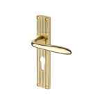 M Marcus Heritage Brass Sutton Reeded Door Handle on Plate Polished Brass