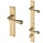 M Marcus Heritage Brass Roma Reeded Door Handle on Plate Satin Brass