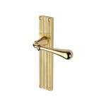 M Marcus Heritage Brass Roma Reeded Door Handle on Plate Polished Brass