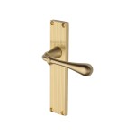 M Marcus Heritage Brass Roma Reeded Door Handle on Plate Satin Brass