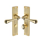 M Marcus Heritage Brass Roma Reeded Door Handle on Plate Polished Brass