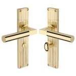 M Marcus Heritage Brass Bauhaus Reeded Door Handle on Plate Polished Brass