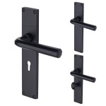 M Marcus Heritage Brass Octave Door Handle on Plate Matt Black