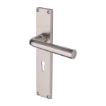 M Marcus Heritage Brass Octave Door Handle on Plate Satin Nickel Plate