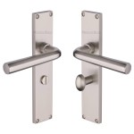 M Marcus Heritage Brass Octave Door Handle on Plate Satin Nickel Plate