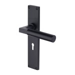 M Marcus Heritage Brass Bauhaus Door Handle on Plate Matt Black