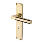 M Marcus Heritage Brass Bauhaus Door Handle on Plate Polished Brass