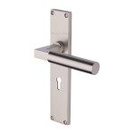 M Marcus Heritage Brass Bauhaus Door Handle on Plate Satin Nickel Plate