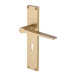 M Marcus Heritage Brass Gio Door Handle on Plate Satin Brass