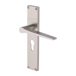 M Marcus Heritage Brass Gio Door Handle on Plate Satin Nickel Plate