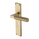 M Marcus Heritage Brass Bauhaus Knurled Door Handle on Plate Satin Brass