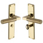 M Marcus Heritage Brass Bauhaus Knurled Door Handle on Plate Polished Brass