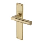 M Marcus Heritage Brass Bauhaus Hammered Door Handle on Plate Satin Brass