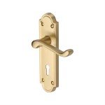 M Marcus Heritage Brass Meridian Design Door Handle on Plate Satin Brass