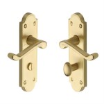 M Marcus Heritage Brass Meridian Design Door Handle on Plate Satin Brass