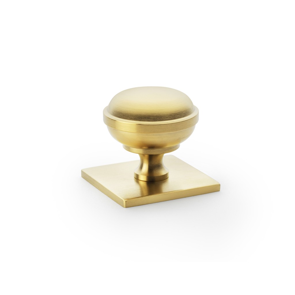 Alexander & Wilks Quantock Cupboard Knob on Square Backplate 34mm ⌀