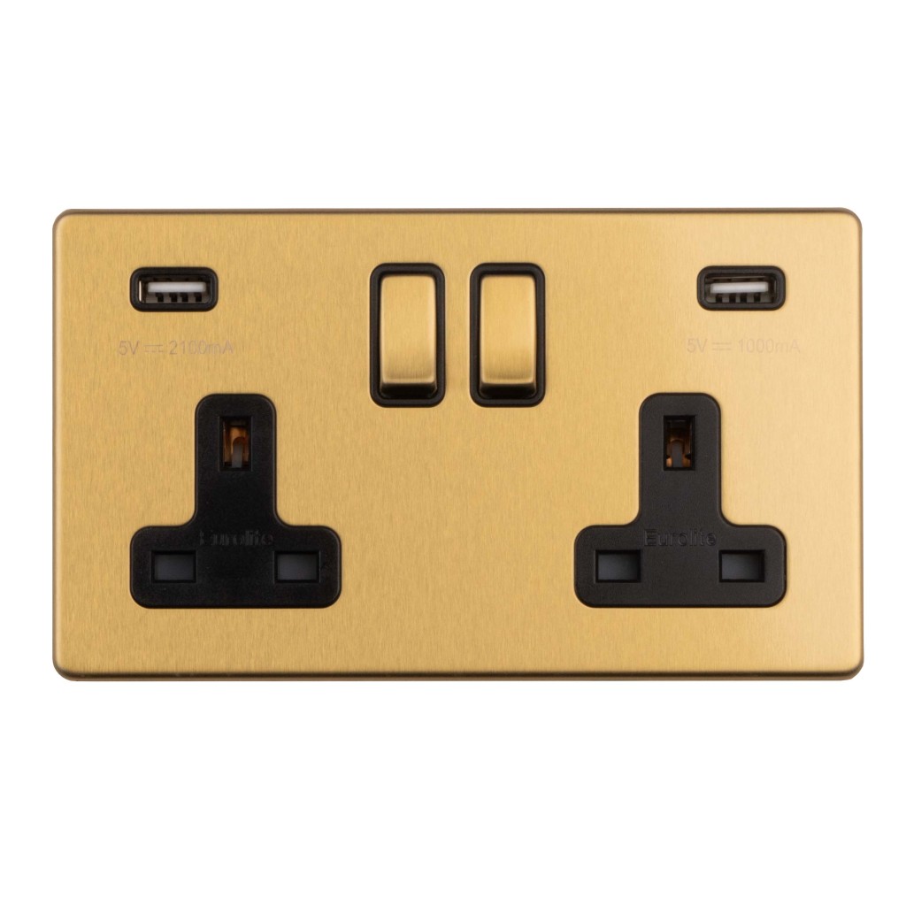 Carlisle Brass Eurolite Concealed 13 Amp Double USB-A Socket