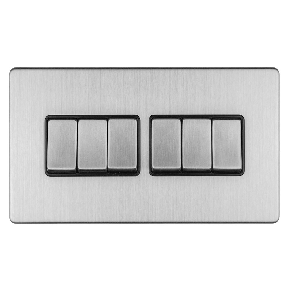 Carlisle Brass Eurolite Concealed 6 Gang 2 Way Rocker Switch