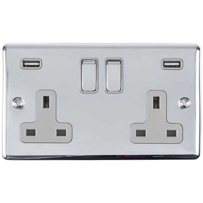 Carlisle Brass Eurolite Enhance Decorative 13 Amp Double USB-A Socket