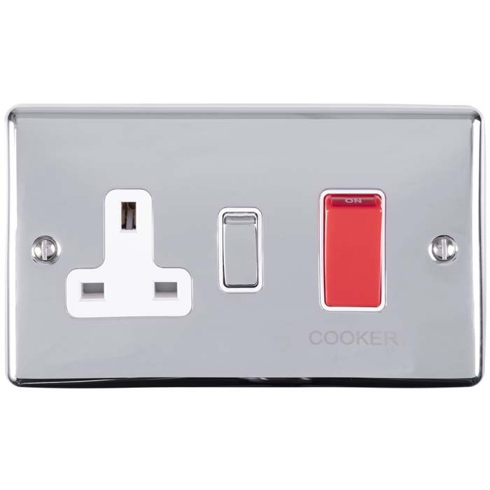 Carlisle Brass Eurolite Enhance Decorative 45 Amp Double Pole Cooker Unit Switch with 13 Amp Socket