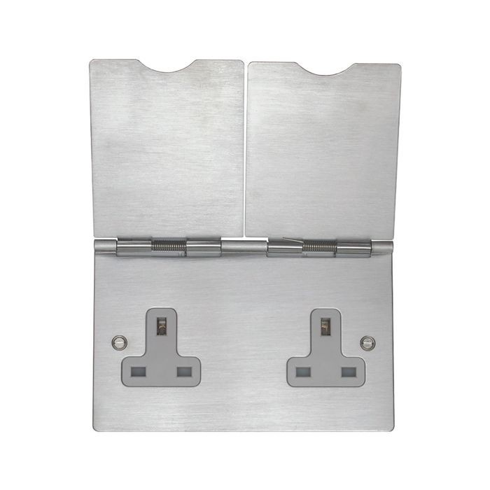 Carlisle Brass Eurolite Utility Metal Clad 2 Gang Unswitched Floor Socket