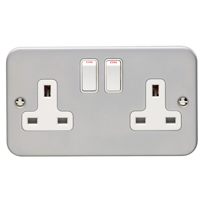 Carlisle Brass Eurolite Utility Metal Clad 2 Gang 13 Amp Double Pole Switched Socket