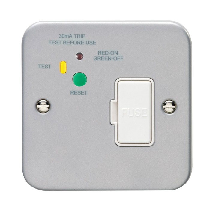 Carlisle Brass Eurolite Utility Metal Clad 13 Amp Unswitched Fused Spur Unit RCD, Passive-30MA Type A