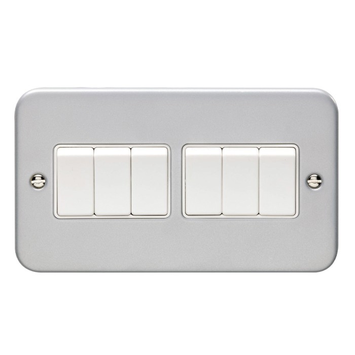 Carlisle Brass Eurolite Utility Metal Clad 6 Gang 2 Way Rocker Switch